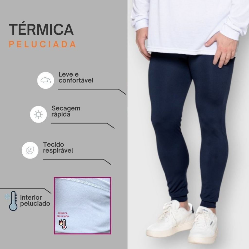 Calça Masculina Plus Size Térmica Segunda Pele Peluciado Homem Proteção Frio Feminino e Masculino