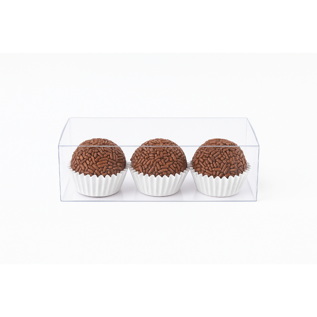 Caixas acetato 12x4x4 transparente cristal para 3 Brigadeiros e docinhos em geral em Oferta na Shopee