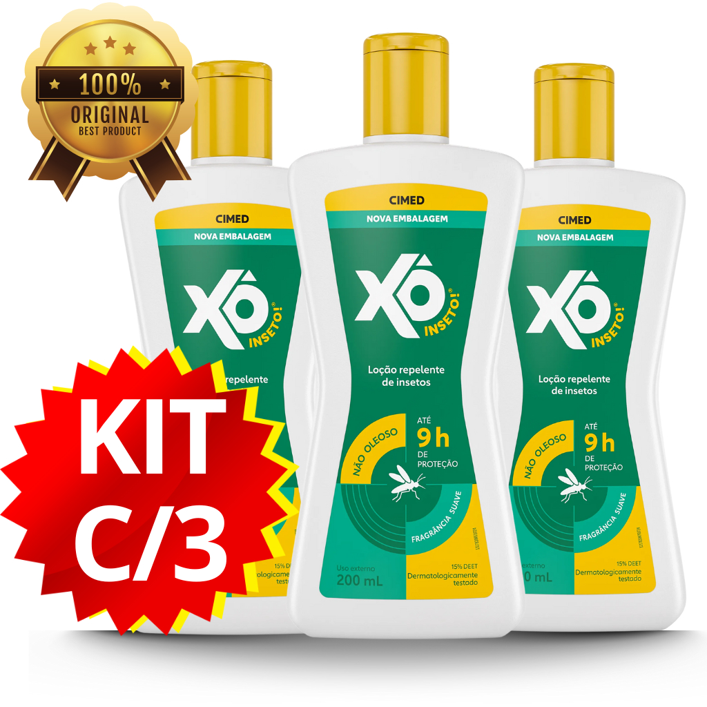 Repelente loção Xô insetos 200ml KIT COM 3 UNIDADES em Oferta na Shopee