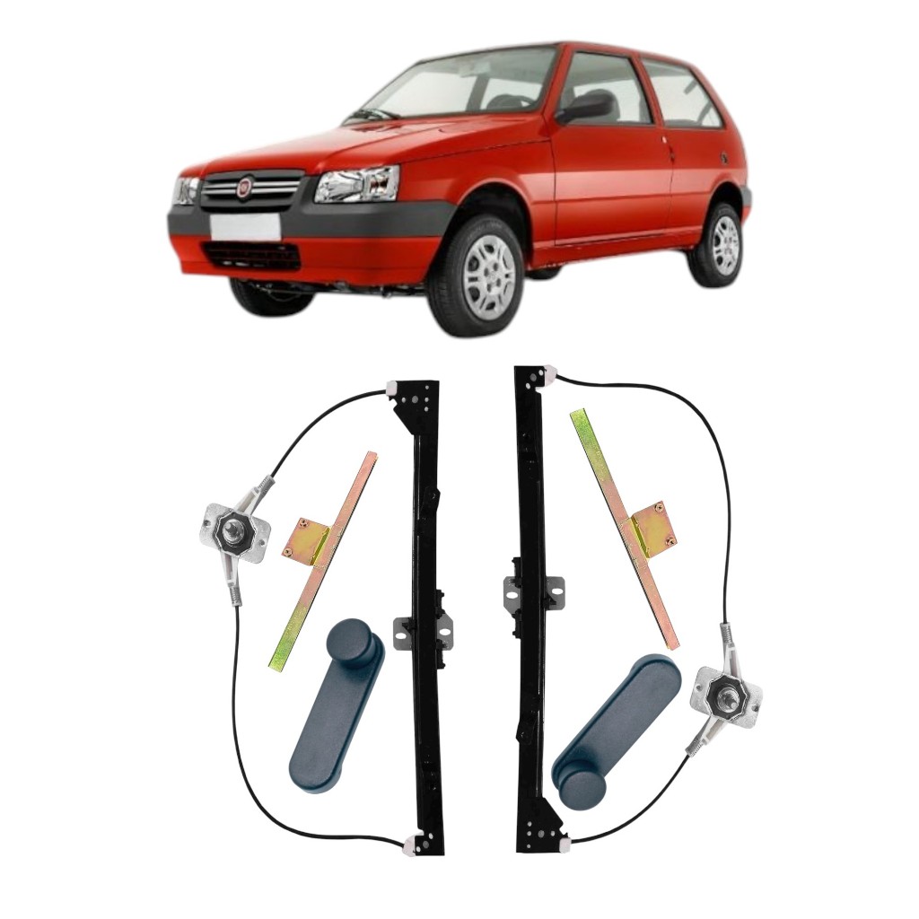 Maquina Elevador Vidro Manual Com  Manivela Com Suporte Premio Elba Uno 2 Portas