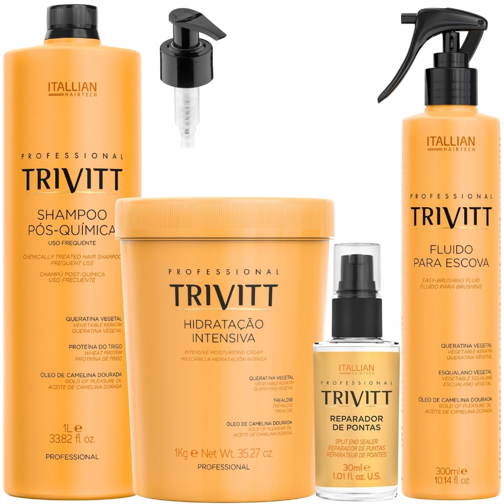 Kit Trivitt Itallian Shampoo 1l Mascara 1kg Fluido Reparador em Oferta na Shopee