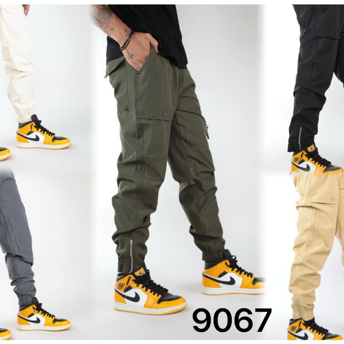 Calça Cargo Larga Masculina Importada #9067 – Estilo Street/Skate, Zíper nas Pernas e Elástico na Cintura