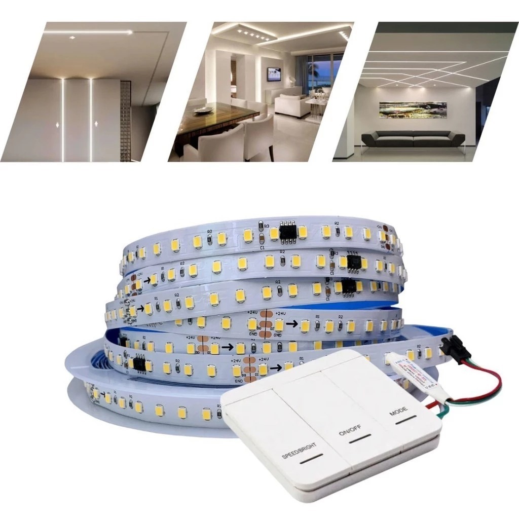 Fita Sequencial 10m Digital Endereçável 24V 120 leds + Controle Central 8mm Para Perfil em Oferta na Shopee