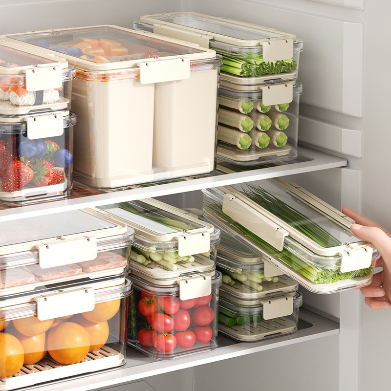 Organizador de Geladeira Alimentos Vegetais Frutas com Divisórias Removíveis Hermética Vedação