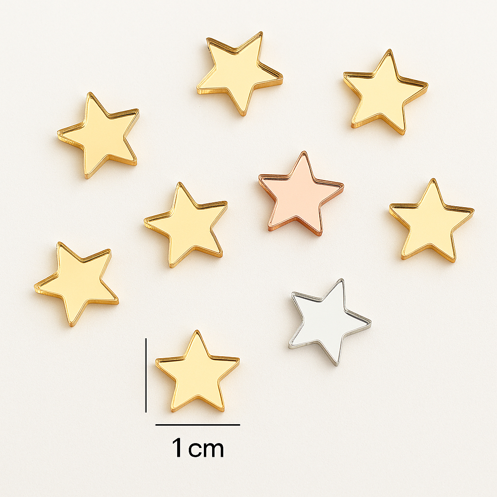 30/50/80 Mini Apliques Estrela em Acrílico p/ Decoração Acabamentos Laços (1cm) em Oferta na Shopee