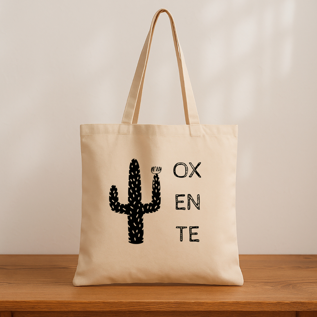 Kit 10 Ecobags Oxente Cacto | Bolsa Algodão Cru | Estampa Nordestina | Cultura Nordestina