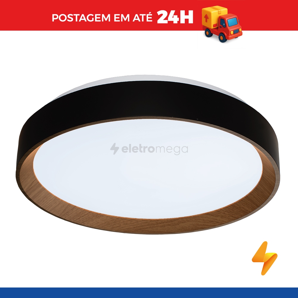 Plafon Led Arbos 24W Bivolt Temperatura Ajustável Preto - Blumenau Iluminação