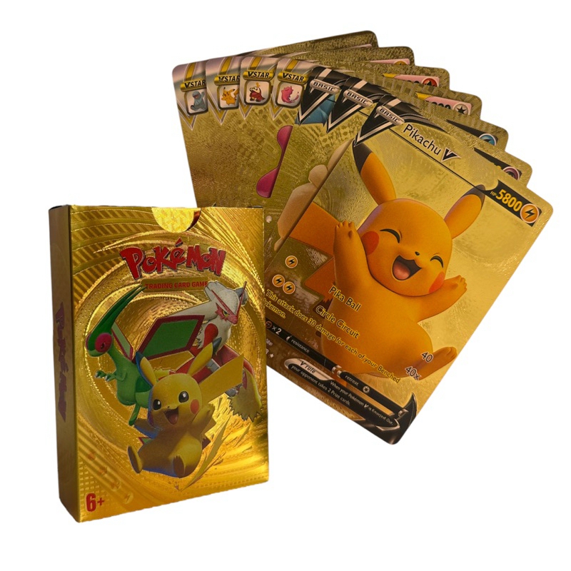 Kit 55 Cartas Pokémon Gold Dourado Premium Batalha Dourada Cards Inglês
