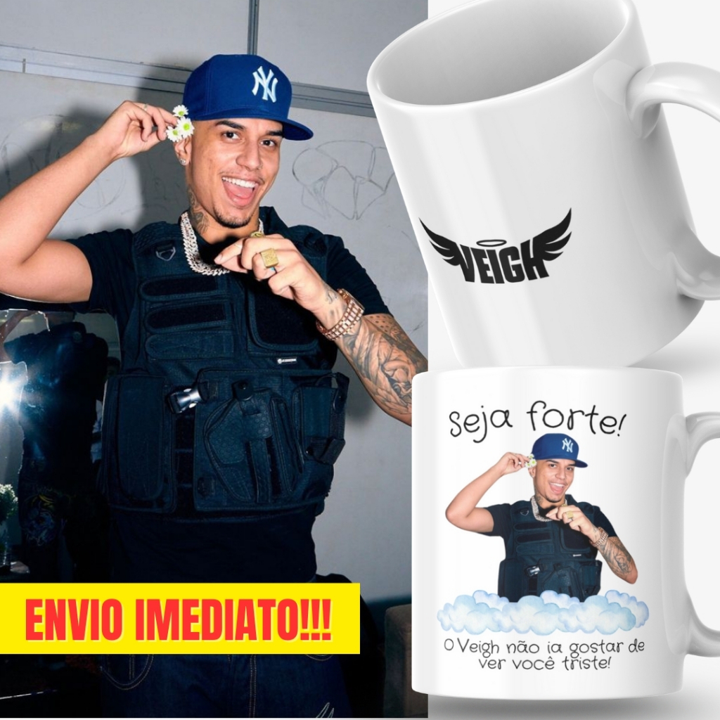 Caneca Xicara Porcelana 325ml Seja Forte Thiago Veigh Personalizada Presente Decoração Casa
