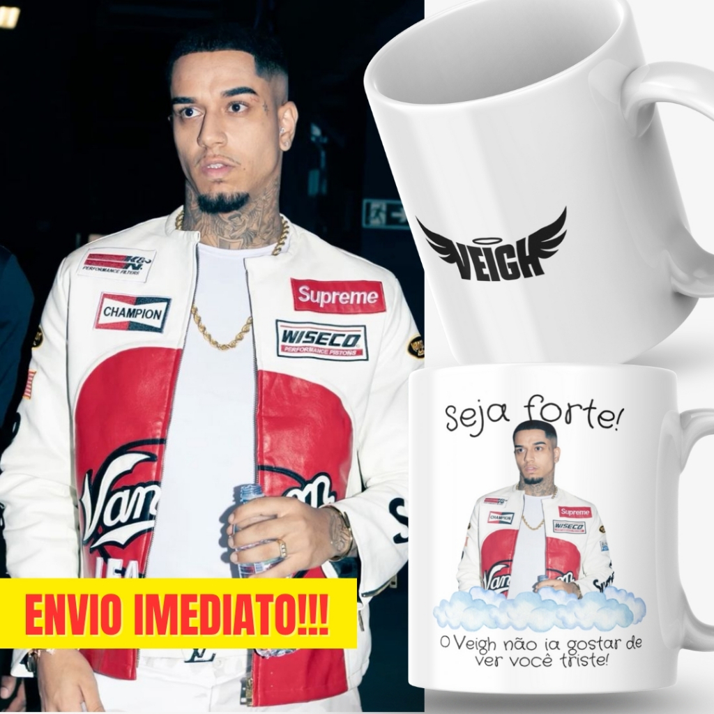 Caneca Xicara Porcelana 325ml Seja Forte Thiago Veigh Fã Fãs Personalizada Presente Decoração Casa