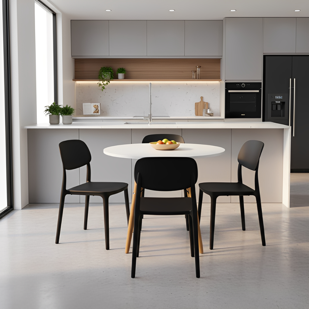Mesa Eiffel 70cm MDP + 4 Cadeiras Nanna Decoração Aconchegante Para Cozinhas