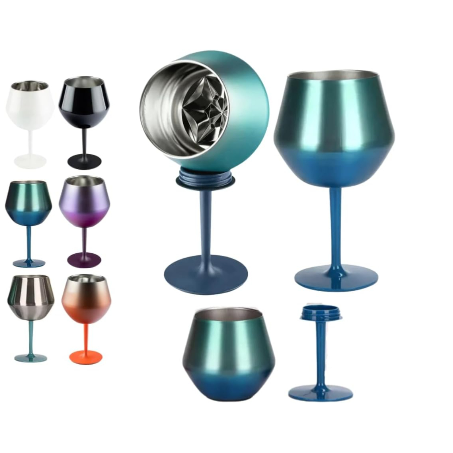 TAÇA COPO TÉRMICO DOIS EM UM DE AÇO 414ml PARA GIN VINHO SUCO COQUETEL