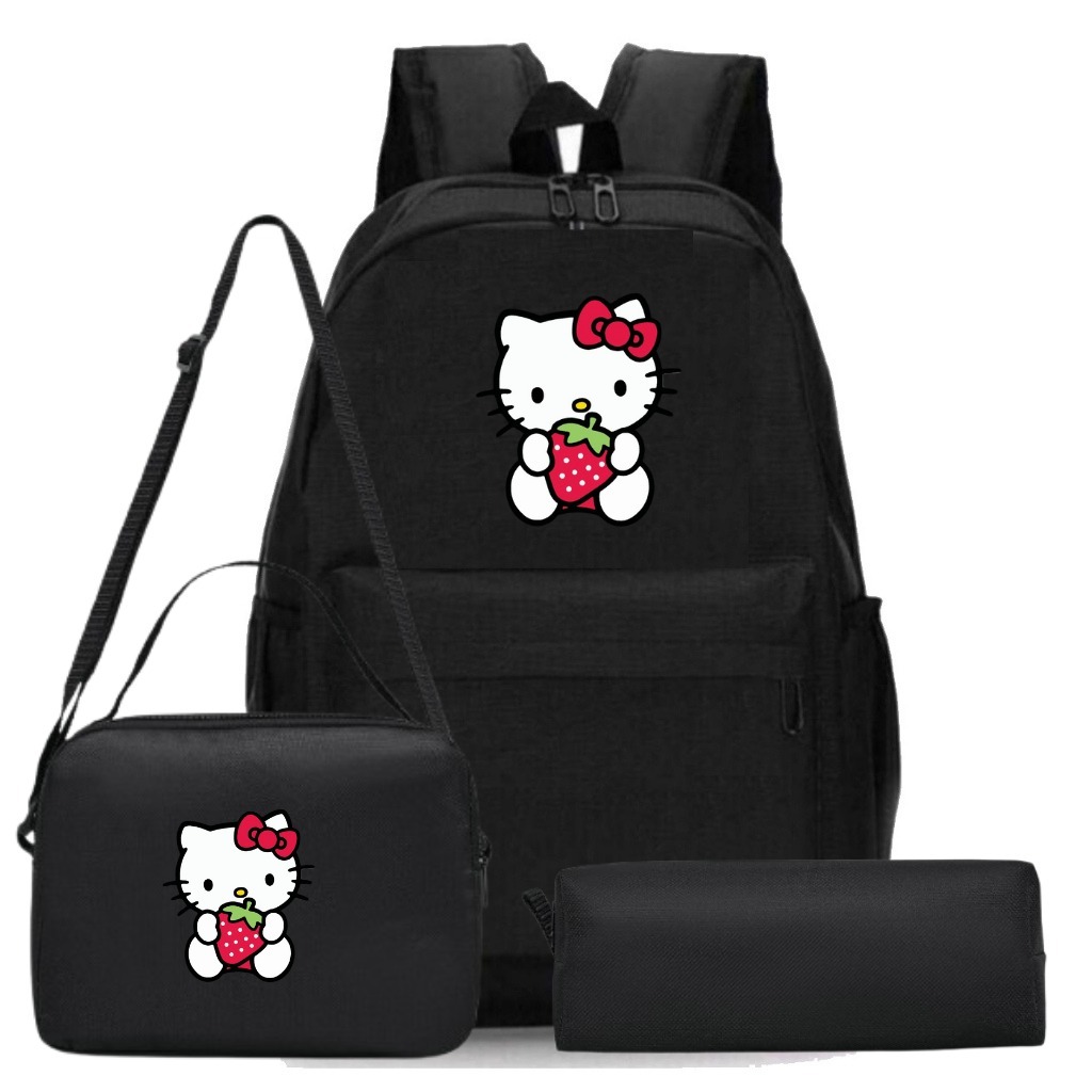 Kit 3 Bolsa Mochila Menina Grande + Lancheira Térmica Com Alça + Estojo Escolar sk 02