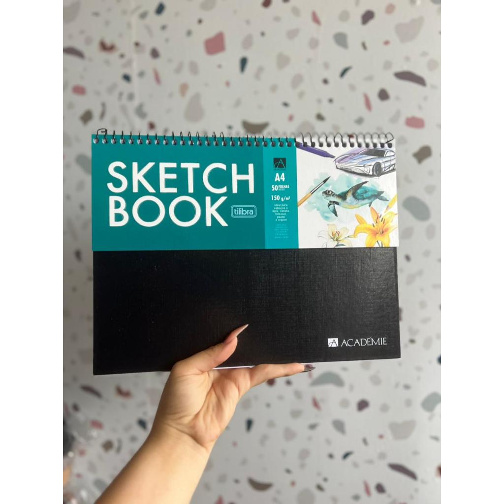Caderno Sketchbook Vertical A4 150gm² 50 Folhas Desenho Profissional Escolar Tilibra Académie