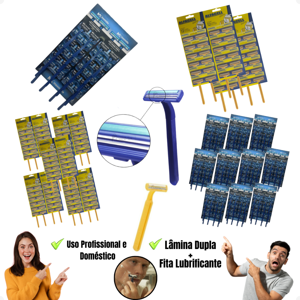 Kit Pack 24, 48, 120, 240 Aparelho Barbear 2 Lâminas Descartável Tatto Hotel Hospital Envio Imediato