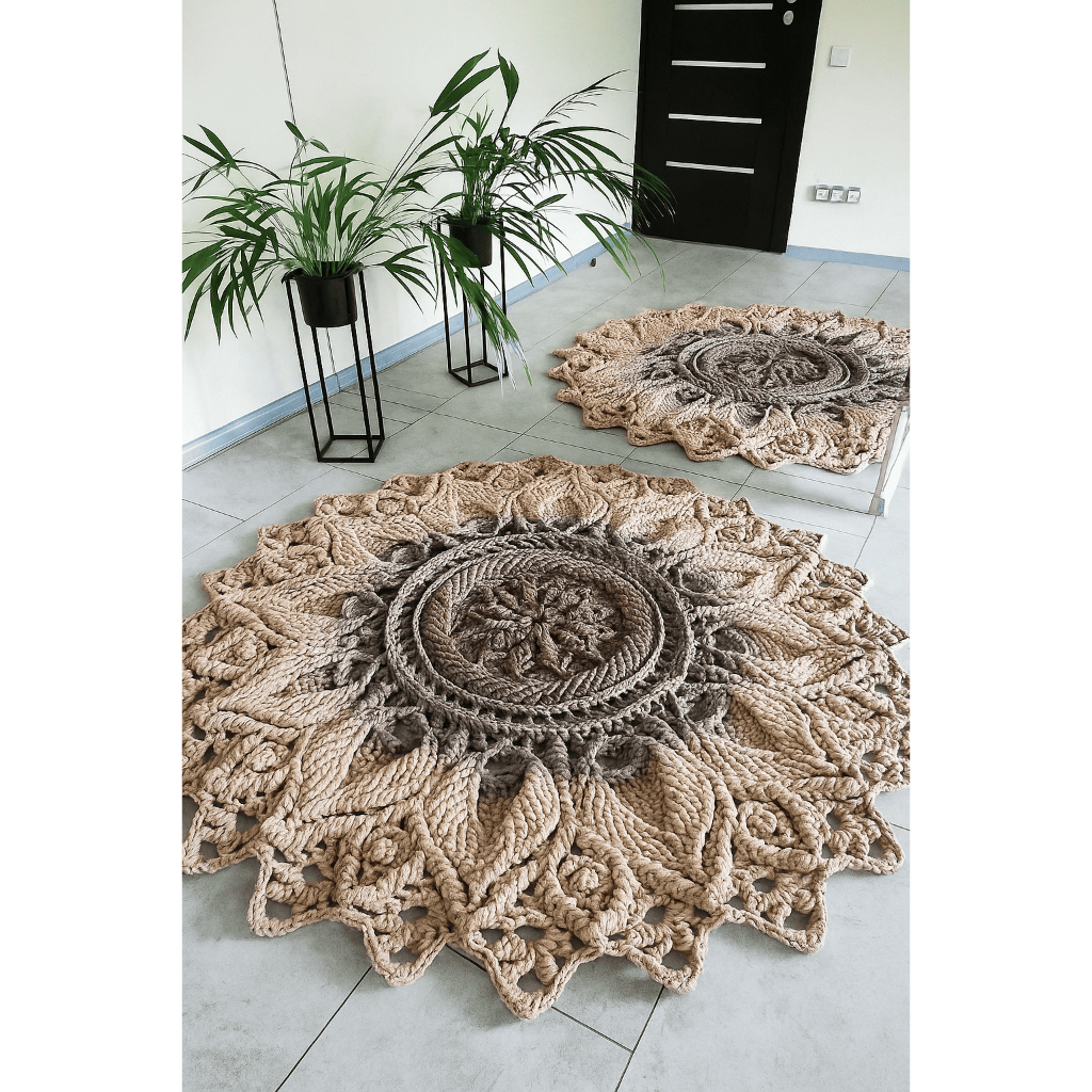 Tapete Mandala Redondo de Crochê Grande para Sala Quarto Toalha Centro de Mesa Crochet Artesanal