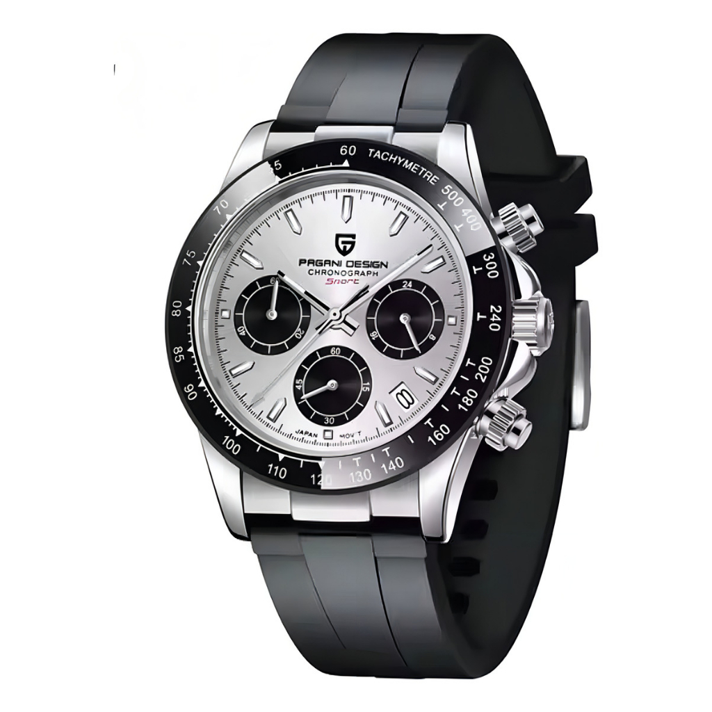 Relógio de Pulso Pagani Design Daytona Movimento Meca-Quartz Seiko VK63 Cronógrafo Safira Analógica Resistência à Água .