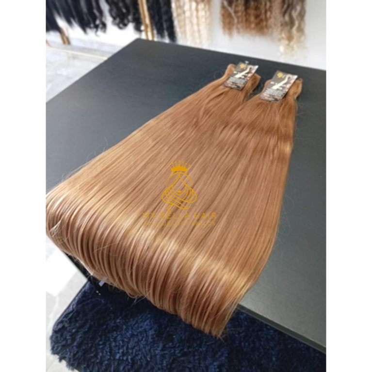 Cabelo para Mega Hair na Tela Humanizado Liso Mel Acobreado 60cm Natural Fibra Russa
