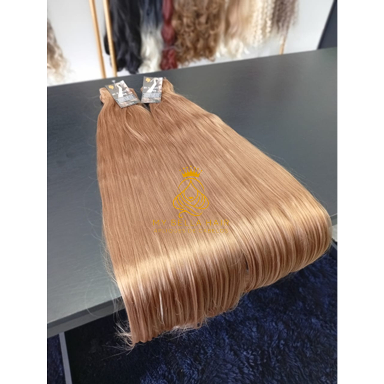 Cabelo para Mega Hair na Tela Humanizado Liso Mel Acobreado 50cm Natural Fibra Russa