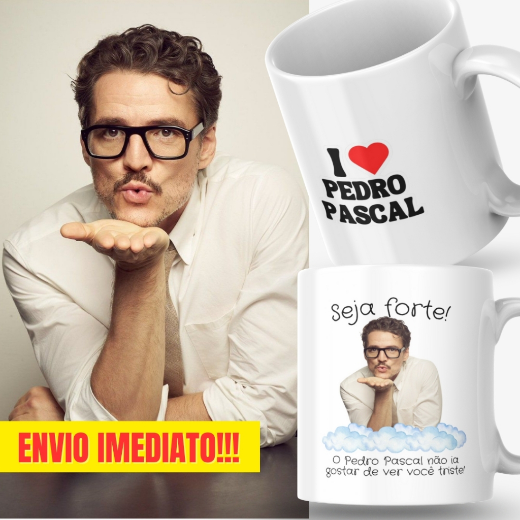 Caneca Xicara Porcelana 325ml Seja Forte Pedro Pascal Personalizada Presente Decoração Casa