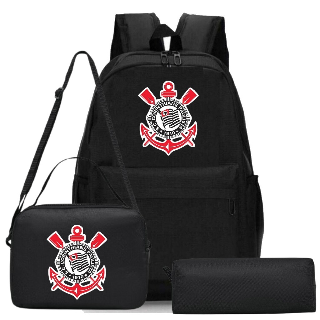 Kit 3 Mochila Unissex de Time + Lancheira Térmica + Estojo Envio 24 Hrs SK 04 em Oferta na Shopee