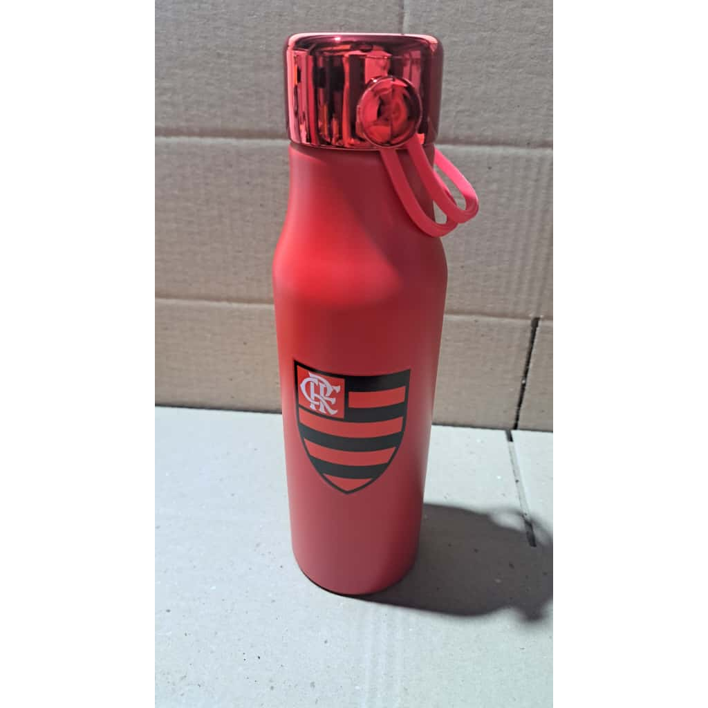 Garrafa Alumínio 600ml Flamengo Escudo Tampa Rosqueável C/ Alça - QH078-5