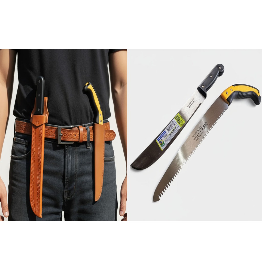 Kit para mato galho cana jardinagem jardim poda / podar madeira aparar campo serrote facão 12" pol