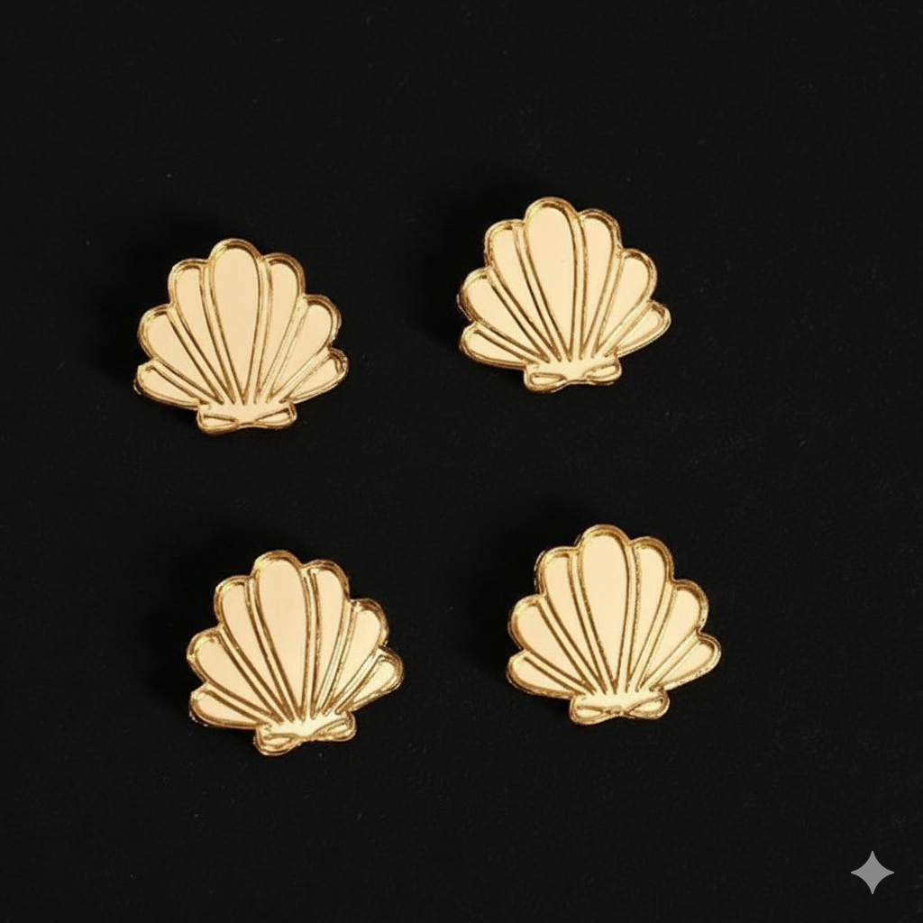 Aplique Acrílico Espelhado Concha Dourado 1cm Kit 50 - 100 - 150 - 200 e 250