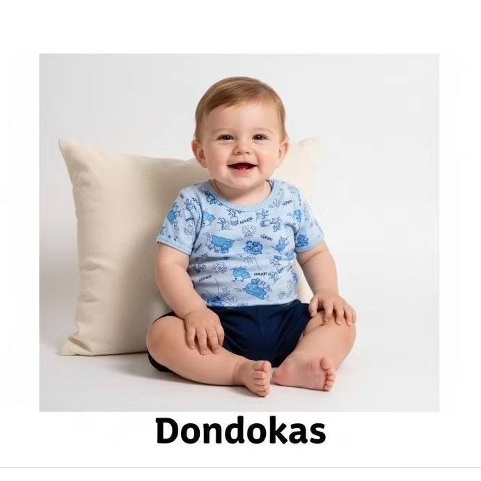 kit com Short e Body Bebe Masculino Verão Roupa de Bebê Menino até 4 meses