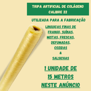 Tripa Seca De Colágeno Para Linguiças Finas Calibre 22 -  Tubo com 15m em Oferta na Shopee