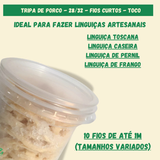 Tripa Seca Para Linguiça Calibre 28/32 Fios de 40cm a 1m -  Pote com 10 fios em Oferta na Shopee