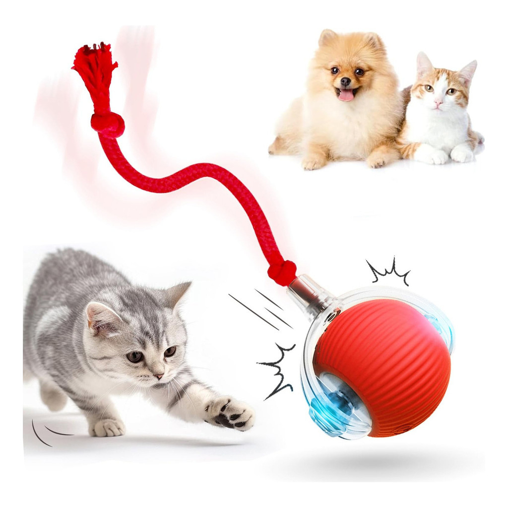 Bola Brinquedos com Cauda Rolamento Automático - Recarregável Bola Inteligente Gato Interativo