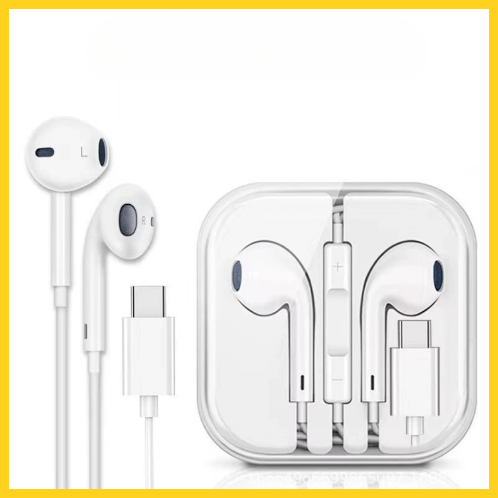 Fone de Ouvido Tipo C com Fio Microfone e Som Estéreo para Samsung iPhone Android em Oferta na Shopee