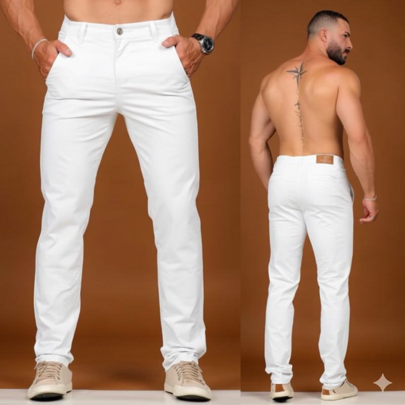 Calça Branca Profissional da Saúde Calça Brim Com Elastano Calça de Sarja com Elasticidade