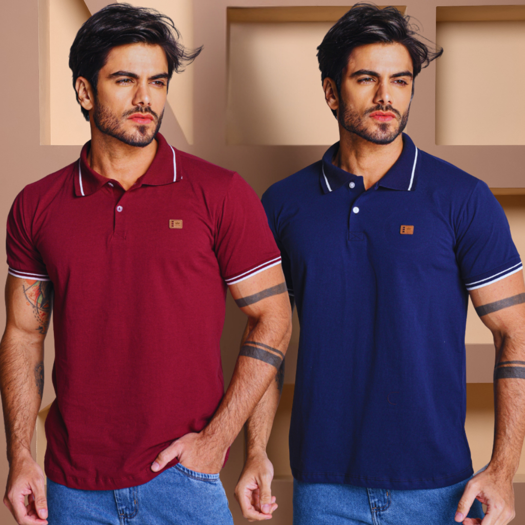kit 2 Camisa Gola Polo Original Alta Qualidade 100% Algodão Camiseta básica Masculina Premium em Oferta na Shopee