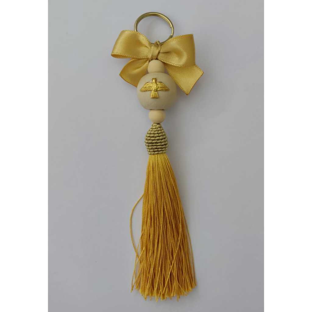 Kit 10 Lembrancinha Batizado Chaveiro Personalizado Divino Espírito Santo