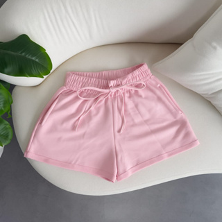 Short Feminino Moletinho Moletom Liso Bolso Lateral Elástico Cintura Cor Tendência em Oferta na Shopee