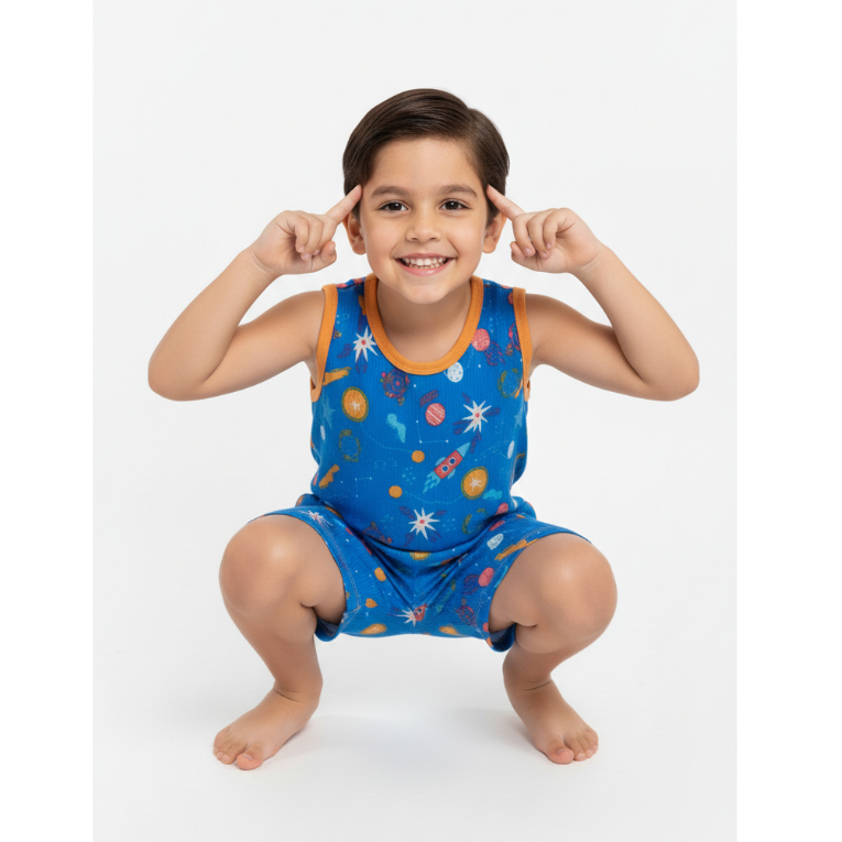 Pijama Infantil e Juvenil Masculino Regata Tecido Sued Macio Estampado