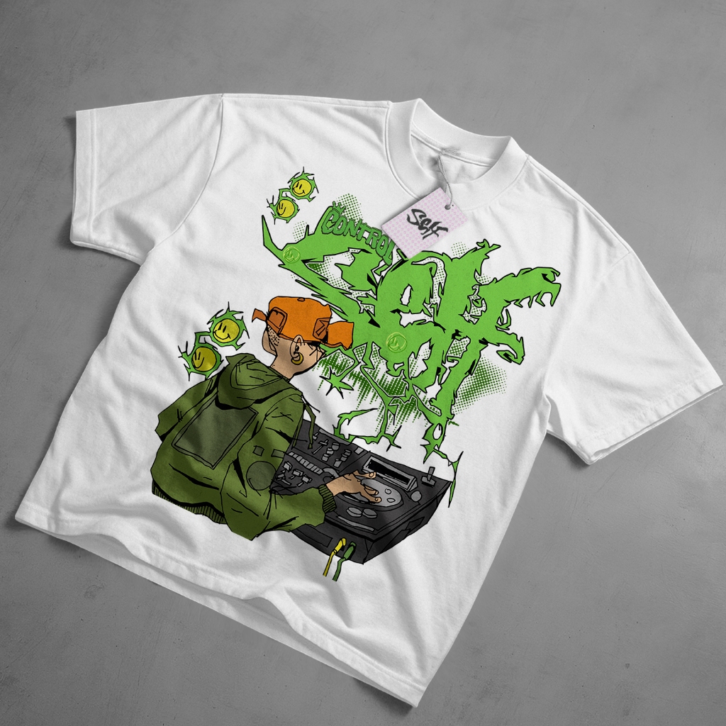Camiseta Oversized Self Control Dj Music Oficial StreetWear Urban Emotion Smile Style Premium Camisa