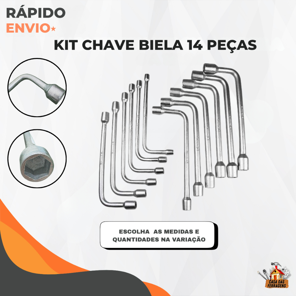 Kit 14 Peças Chave Biela L 6mm A 19mm Aço Carbono Mecânico Escolha Quantidade Medidas nas Variações