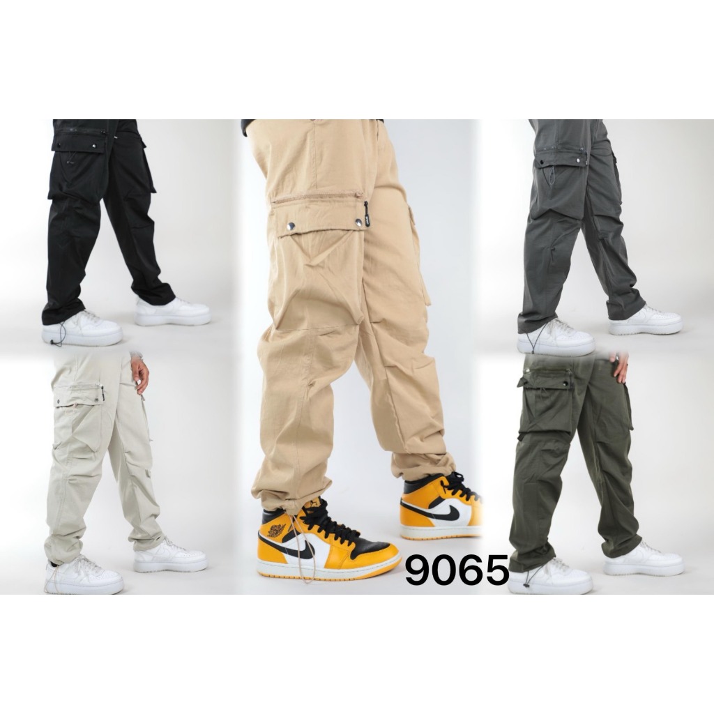 Calça Cargo Larga Masculina Importada #9065 – Estilo Skate/Baggy, Streetwear com Elástico na Cintura