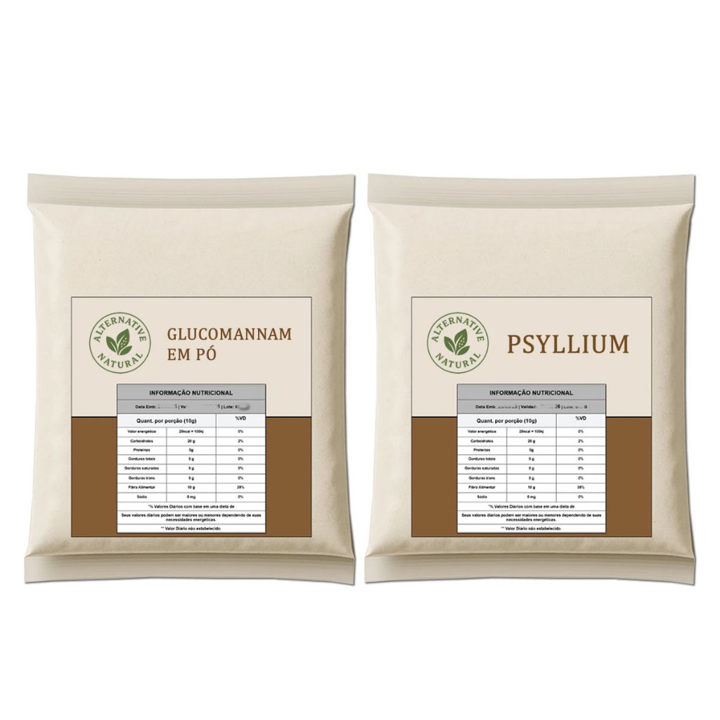 Kit Glucomannan Psyllium 100% Natural Glucomanan Mix Poderoso Raiz de Konjac