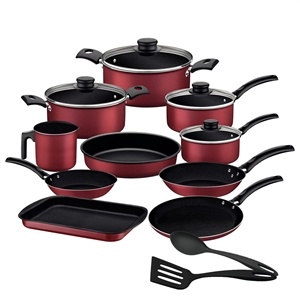 Jogo de Panela Tramontina Turim Alumínio Starflon 10 Peças Vermelho + 2 utensilios em Oferta na Shopee