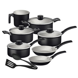 Jogo de Panela Tramontina Turim Aluminio Starflon 7 Peças Preto + 2 Utensilios