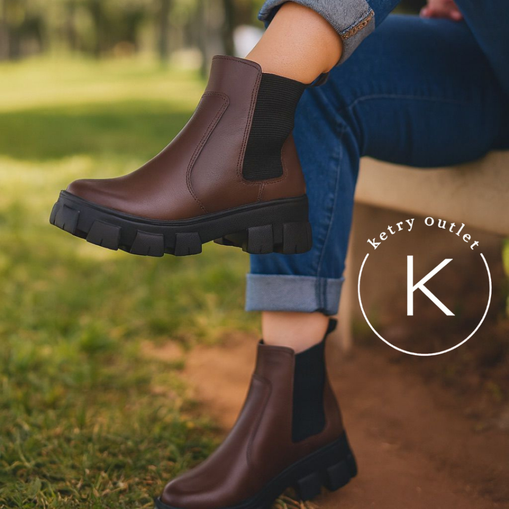 Bota Chelsea Coturno Tratorada Macia Confortável em Oferta na Shopee