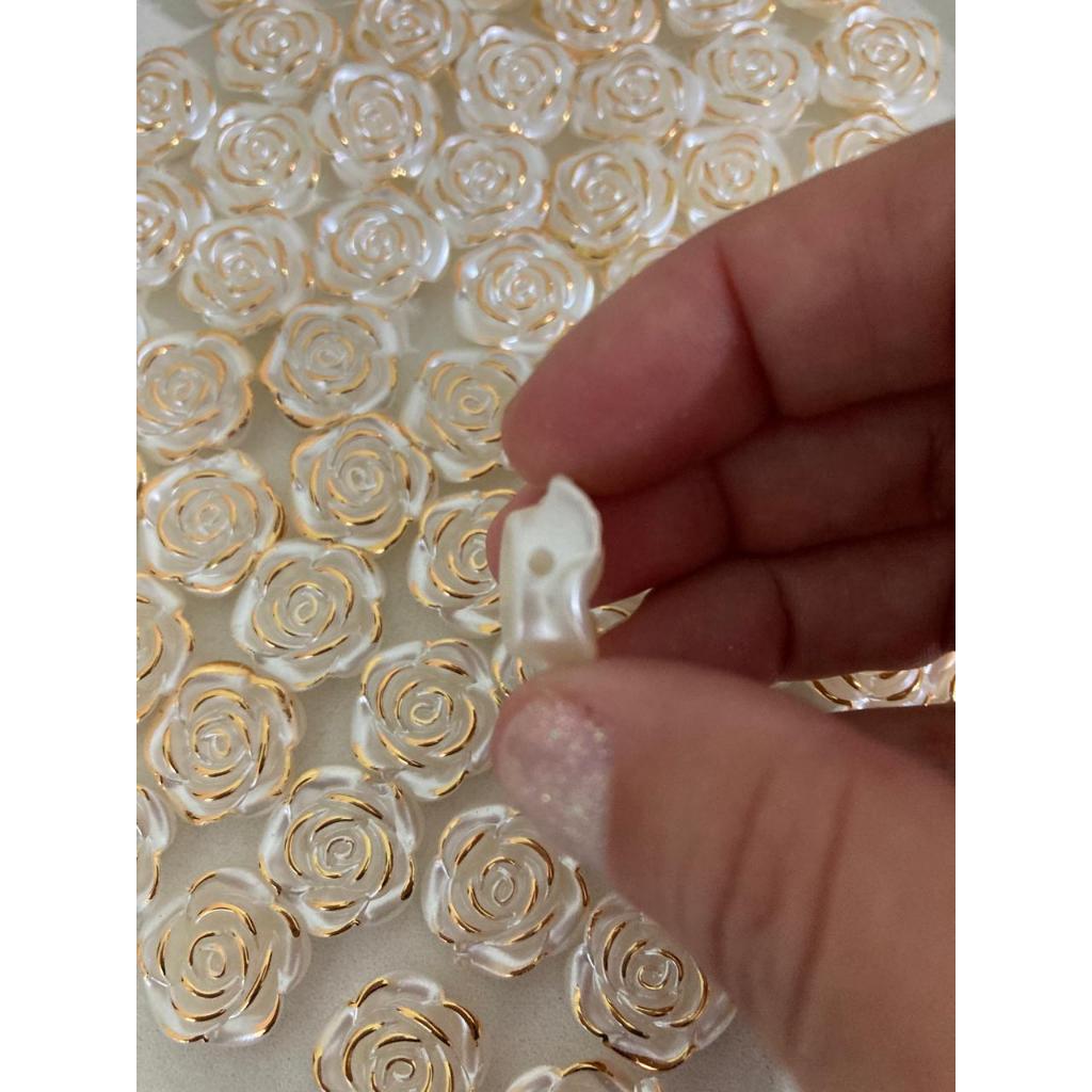 Miçanga de Flor Rosa Para Entremeio 18mm