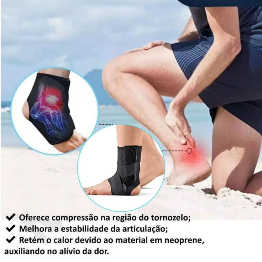 Tornozeleira Estabilizadora Com Talas Laterais Hidrolight Ortopedico Fisioterapia Fratura Lesão