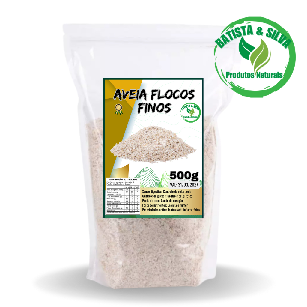AVEIA FLOCOS FINOS 500g - (Rico em Vitaminas do Complexo B, Manganês, Magnésio, Fósforo, Zinco, Cromo, Cobre)