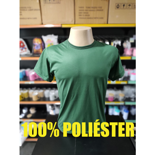 Camisa Verde Musgo Malha 100% Poliéster para Sublimação Adulto e Infantil LISA SEM ESTAMPA