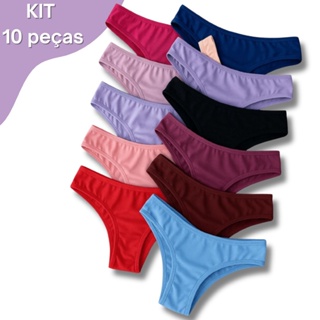 Kit 10 e 05  Calcinha Lisa Feminina Modelo Tanga Calsinha Adulto Suplex Microfibra do P M G em Oferta na Shopee